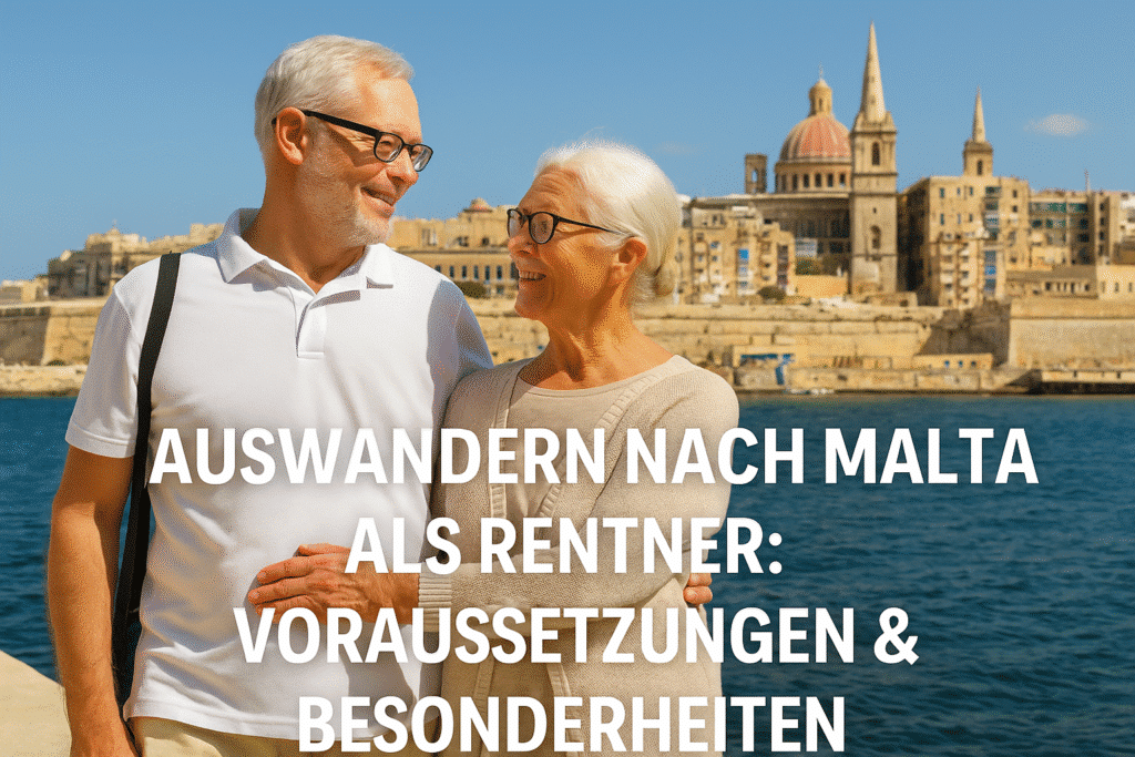 Älteres Paar genießt den Ruhestand am Hafen von Malta – Auswandern nach Malta als Rentner