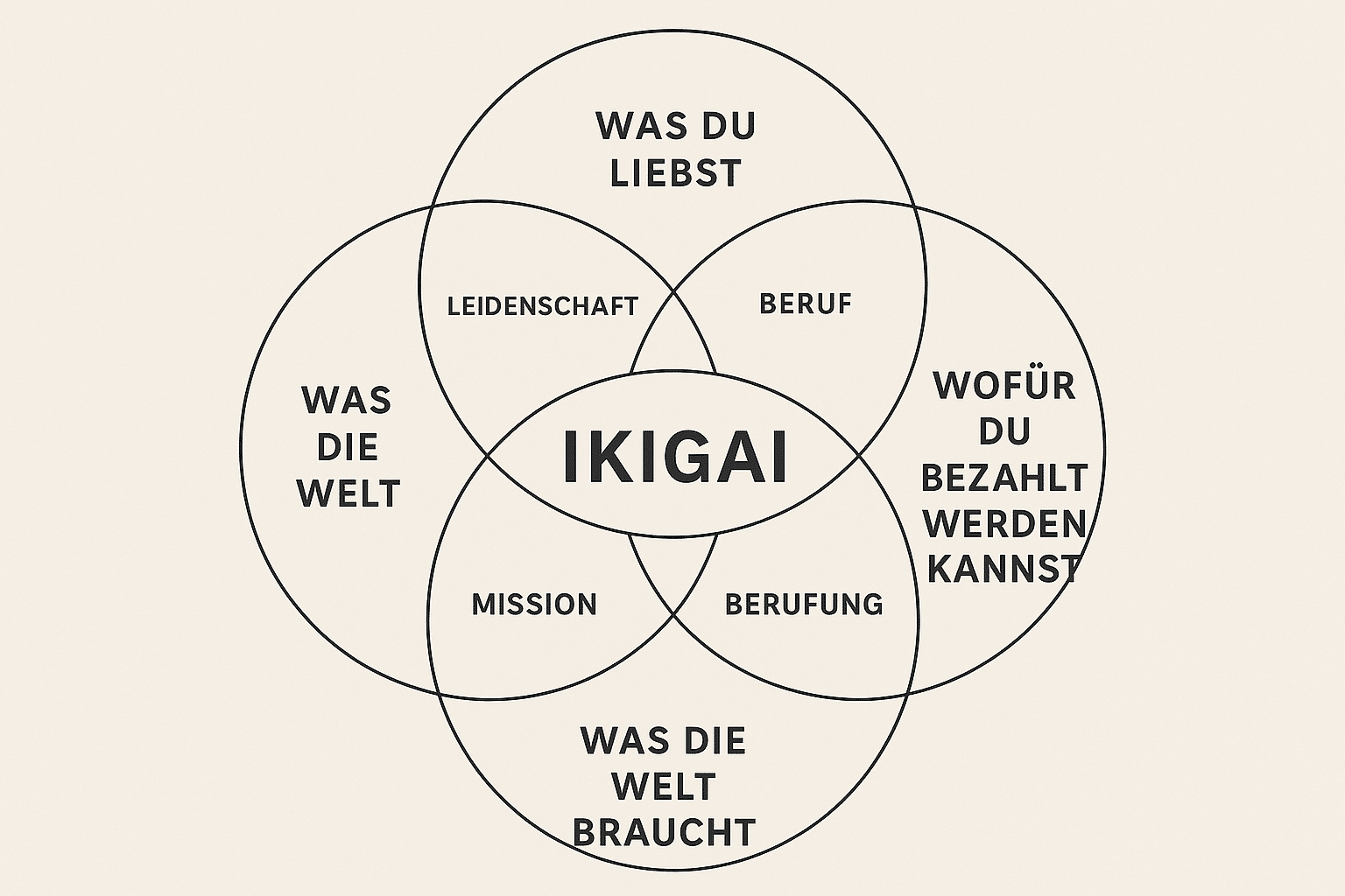 Das berühmte Ikigai-Modell - Schaubild für Geschäftsideen
