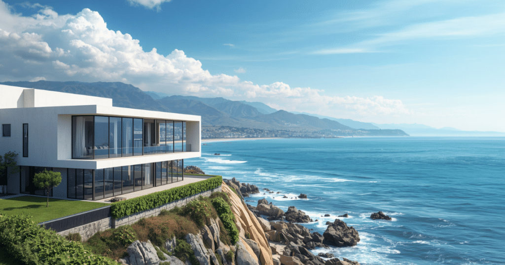 Moderne Villa an der Küste als Beispiel für auswandern nach Uruguay Immobilien, auswandern Südamerika Uruguay Immobilien, Umzug nach Uruguay und Uruguay Auswandern Lebenshaltungskosten