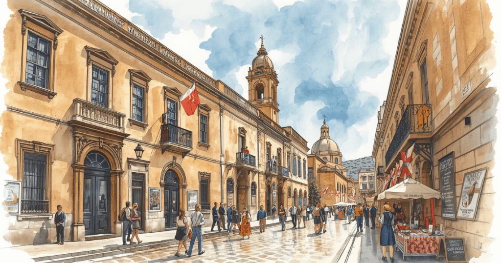 Zentrale Geschäftsstraße in Malta, Fokus auf Business und Unternehmertum mit Malta Ltd., EU-Firmensitz