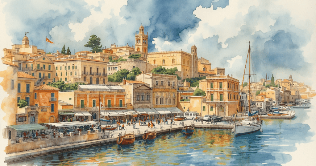 Hafenpromenade in Malta, zeigt die Vorteile für internationale Unternehmen und Malta Ltd. Firmengründung