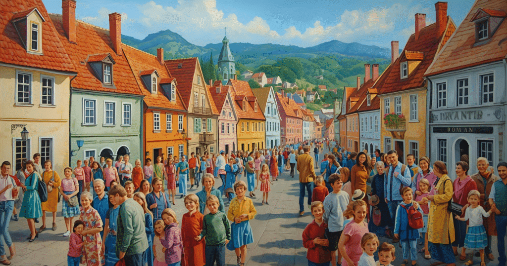 Bunte Altstadt von Hermannstadt (Sibiu), viele deutsche Auswanderer in Rumänien, Erfahrungen und Tipps für Auswanderer und Rentner.