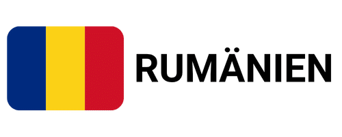 Rumänische Flagge und Schriftzug, ideal für Artikel über auswandern nach Rumänien als Deutscher oder Rentner.