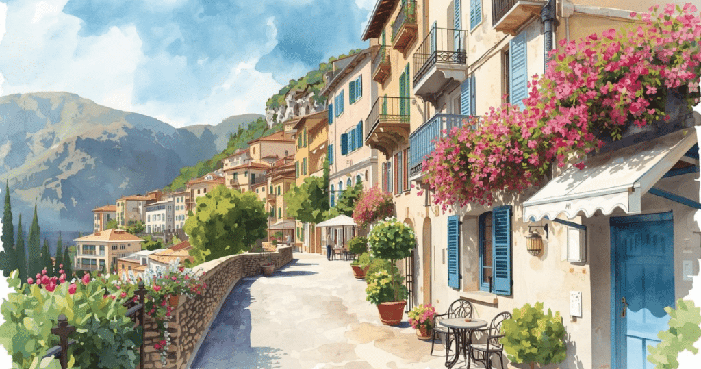 Blumengeschmückte Straße in Andorra als Beispiel für auswandern nach Andorra als Rentner und nach Andorra auswandern