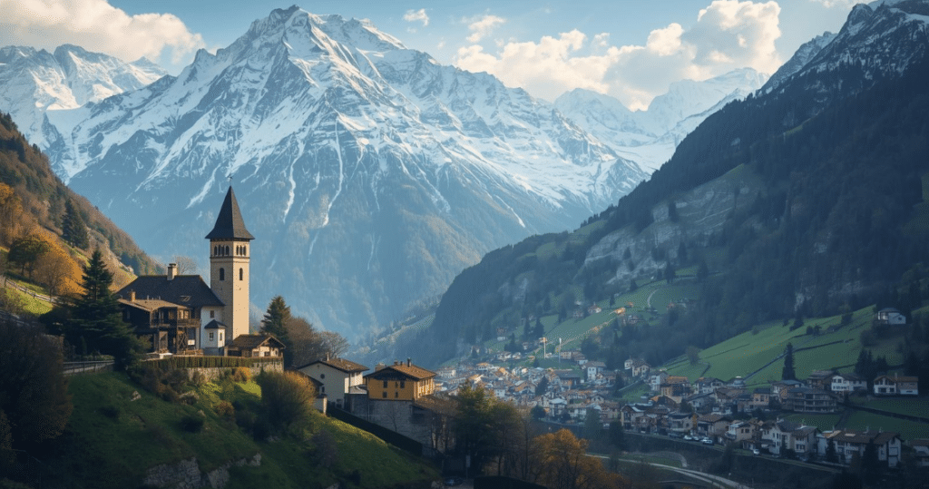 Malerisches Dorf mit Bergen in Andorra, Synonym für auswandern Andorra und als Rentner nach Andorra auswandern