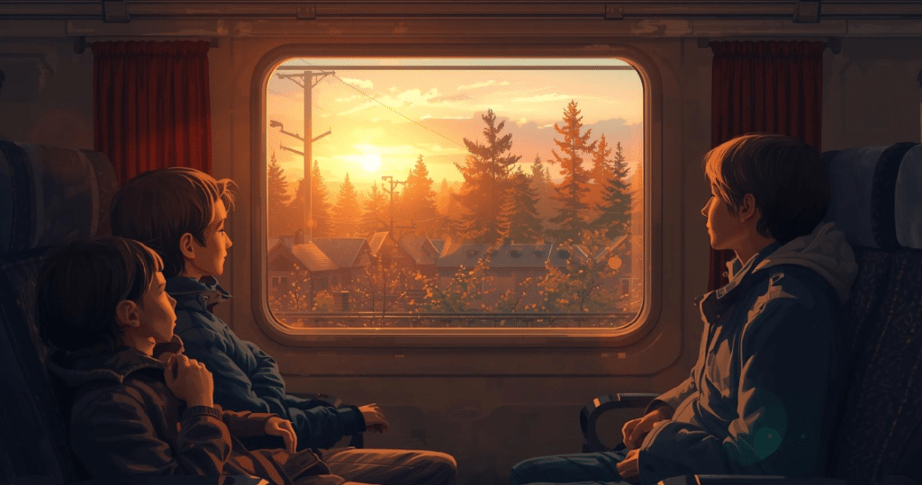 Auswandern nach Finnland als deutscher – Erfahrungen von Auswanderern bei der Reise nach Finnland, Sonnenuntergang aus dem Zugfenster, auswandern Finnland Erfahrungen für Deutsche.