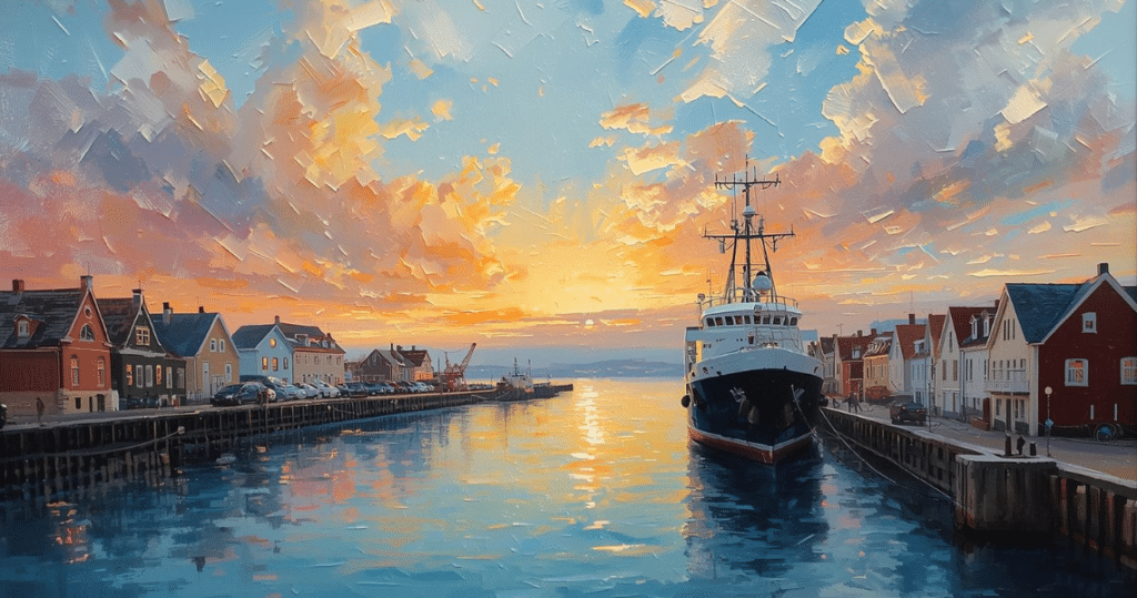 Auswandern Finnland als Rentner – Sonnenuntergang im Hafen, auswandern nach Finnland als deutscher oder Schweizer, Voraussetzungen und Erfahrungen.