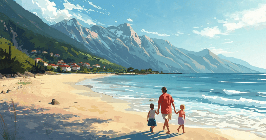 Familie genießt Strand und Berge in Montenegro – auswandern nach montenegro als rentner, auswanderung montenegro, montenegro auswandern erfahrungen