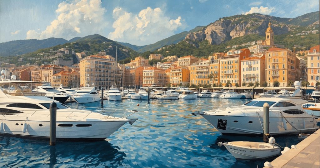 Zahlreiche Luxusyachten und blaues Wasser im Hafen von Monaco, sinnbildlich für auswandern monaco und monaco auswandern voraussetzungen