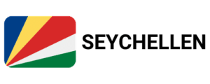 Flagge der Seychellen mit Schriftzug, Symbol für seychellen auswandern und den Start in ein neues Leben