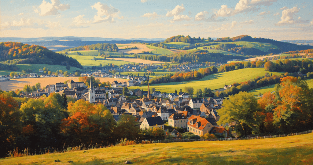 Herbstliche Kleinstadt in Luxemburg, ideal für auswandern luxemburg erfahrungen und Informationen über auswandern nach luxemburg als rentner abseits von Luxemburg Stadt