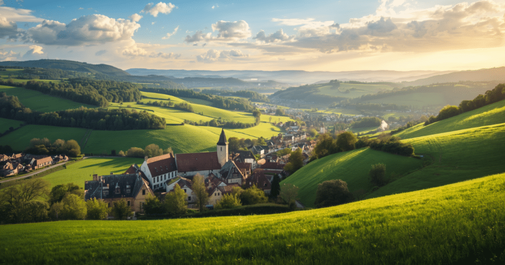 Sommerlicher Blick auf ein luxemburgisches Dorf, perfekt für auswandern luxemburg voraussetzungen, als rentner nach luxemburg auswandern und auswandern nach luxemburg erfahrungsberichte aus dem ländlichen Raum