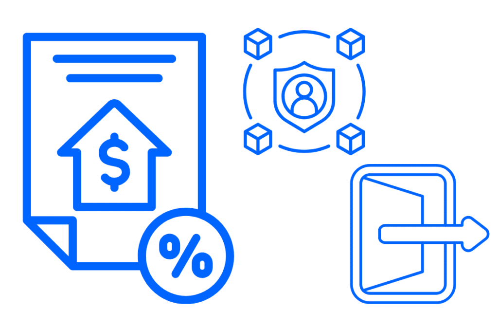 Symbolgrafik für Wegzugssteuer, Unternehmensbewertung, Datenschutz und Exit ins Ausland – Wegzugsbesteuerung korrekt berechnen und melden