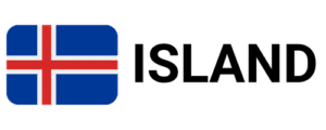 Island Flagge mit dem Text „Island auswandern“ – ideal für alle, die nach Island auswandern möchten, z. B. als Rentner oder mit Hund.