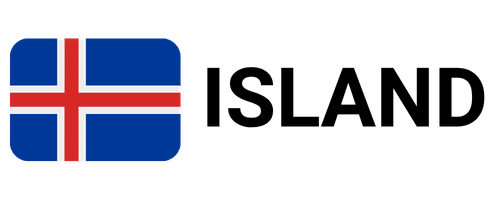 Island Flagge mit dem Text „Island auswandern“ – ideal für alle, die nach Island auswandern möchten, z. B. als Rentner oder mit Hund.