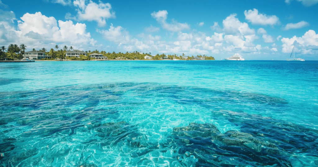 Türkises Wasser, Strandhäuser, paradiesisch wohnen, auswandern bahamas, auswandern auf die bahamas, auf die bahamas auswandern