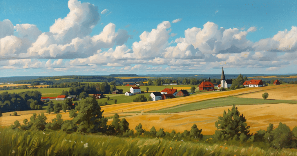 Landschaft und Dorf in Estland – ideal für als Rentner nach Estland auswandern, auswandern nach Estland und auswandern Estland Erfahrungen